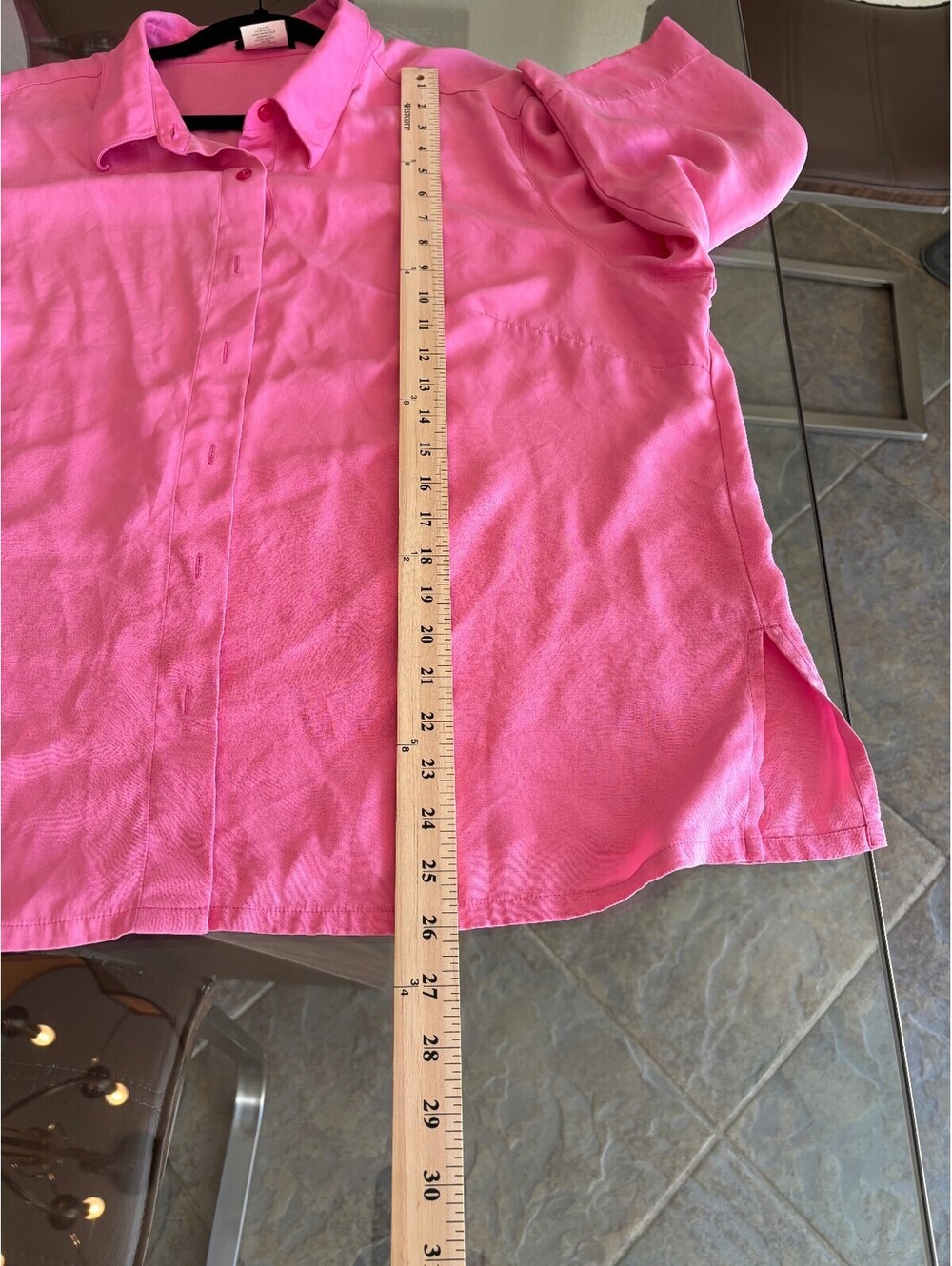 Vikki Vi Luxury Pink Silk Spandex 3/4 Sleeve Button Down Blouse Top 1X - Picture 3 of 5